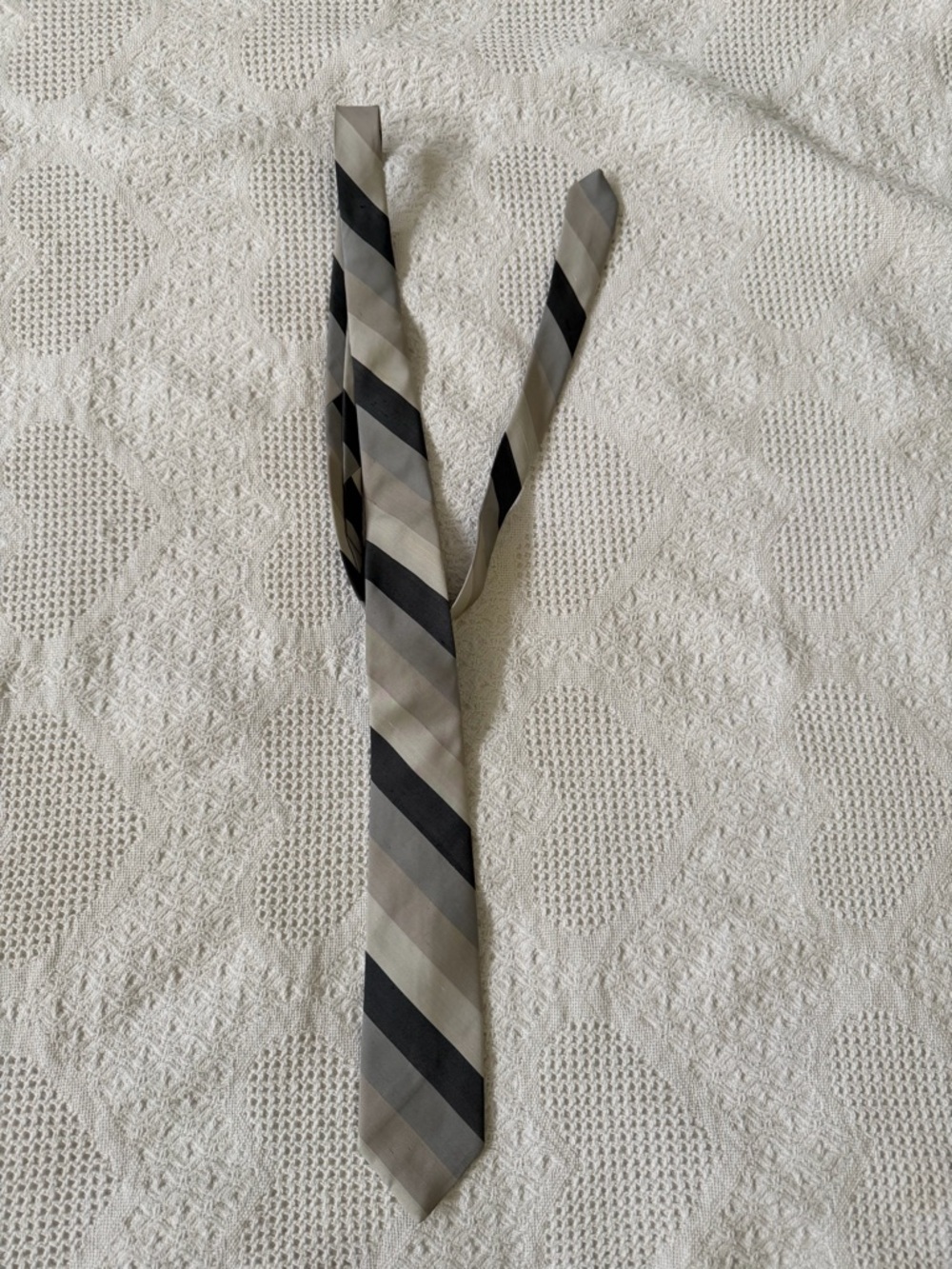 Paco Rabanne Diagonal Striped Tie in Gray and Black